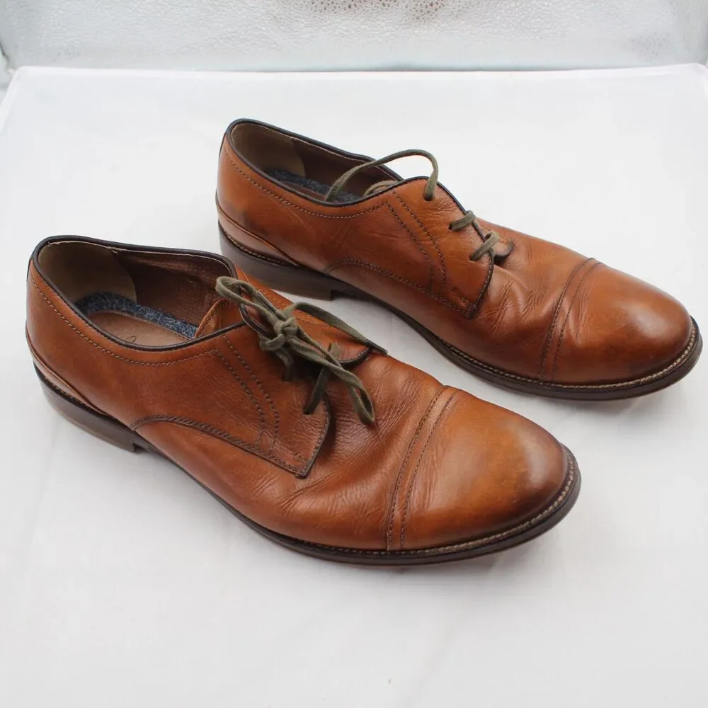 Johnston & Murphy J&M 1850 Men 13 M Cap Toe Derby Oxford Leather Shoes Brown Tan